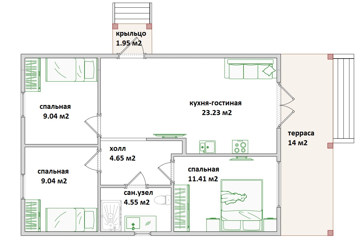 Планировка Дома из структурно-изолированных панелей