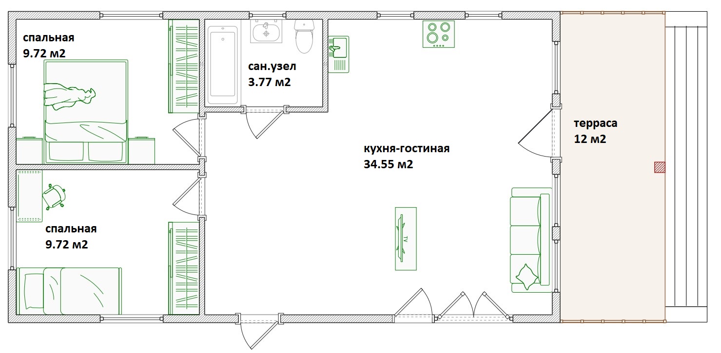 Планировка Дома из структурно-изолированных панелей