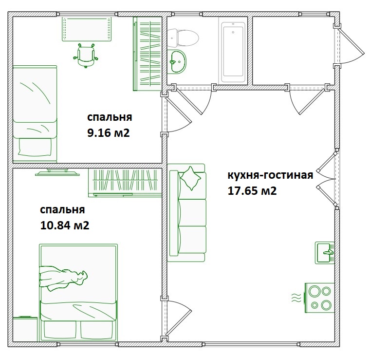 Планировка Дома из структурно-изолированных панелей
