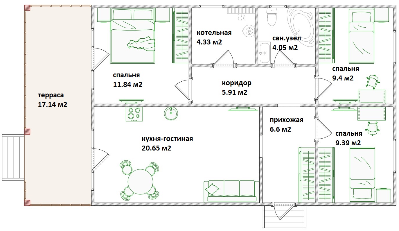 Планировка Дома из структурно-изолированных панелей