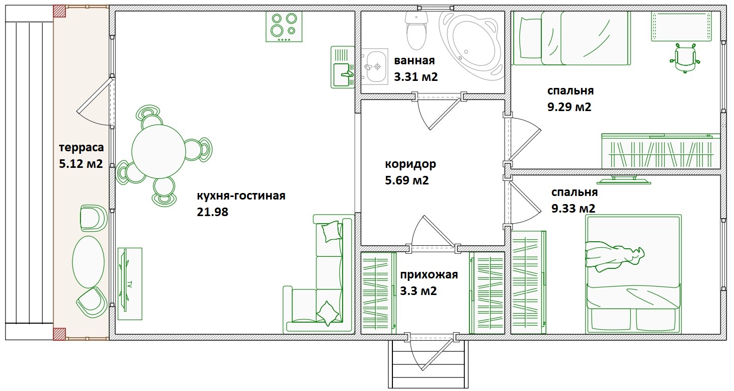 Планировка Дома из структурно-изолированных панелей