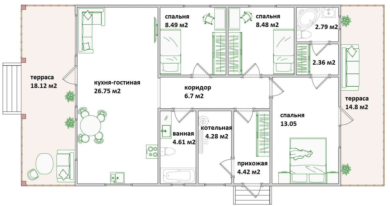 Планировка Дома из структурно-изолированных панелей