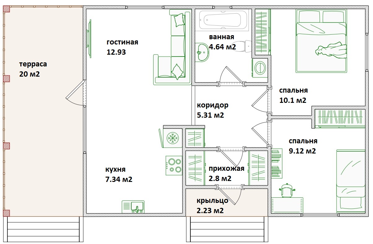 Планировка Дома из Блоков