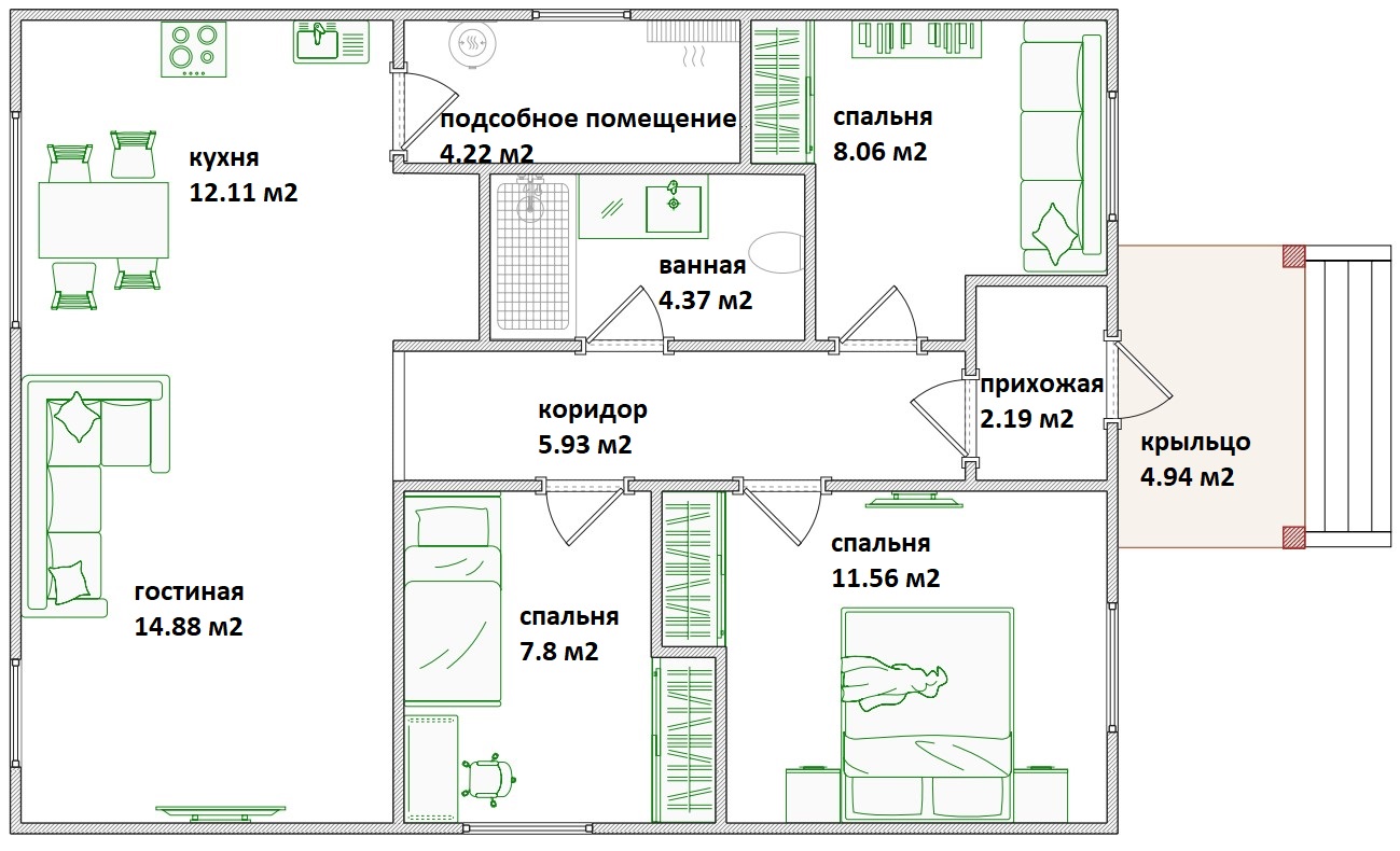 Планировка Дома из Блоков