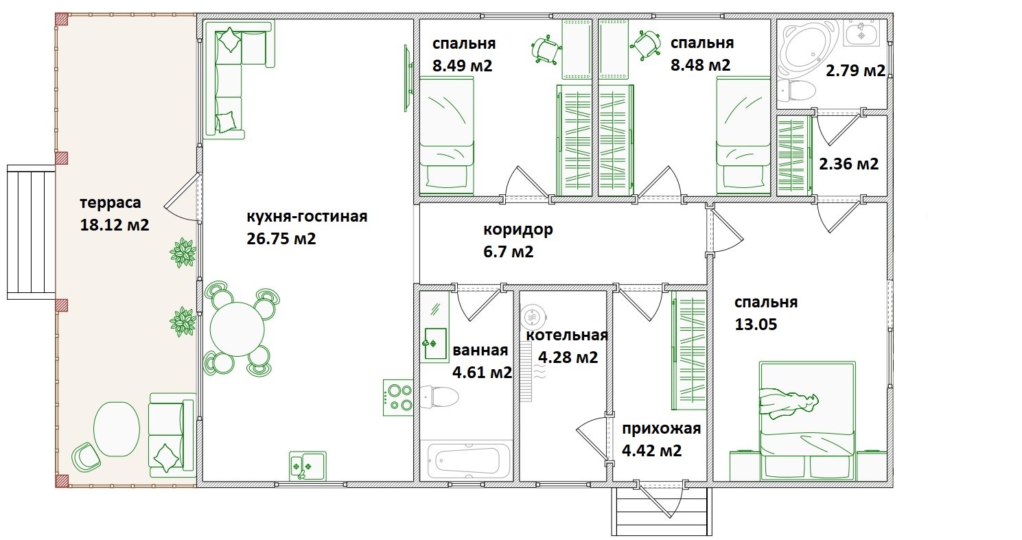 Планировка Дома из структурно-изолированных панелей