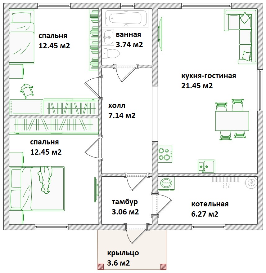 Планировка Дома из Блоков