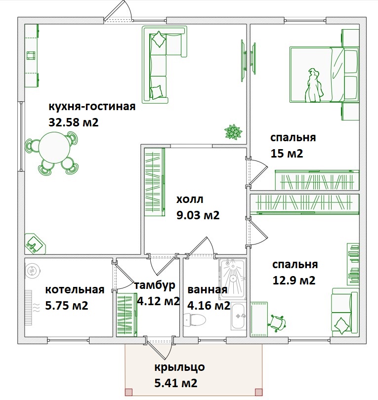 Планировка Дома из Блоков