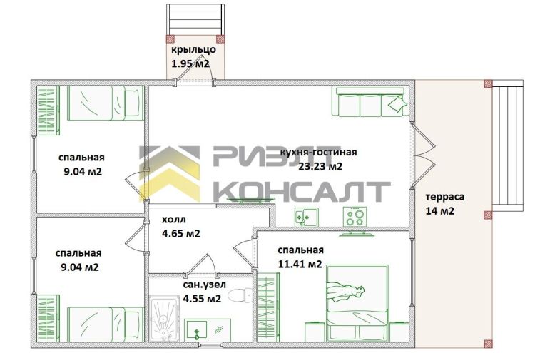 Дом, 90м², 10 соток, 1 этаж, 3 комн., стены: Сэндвич-панели миниатюра 2
