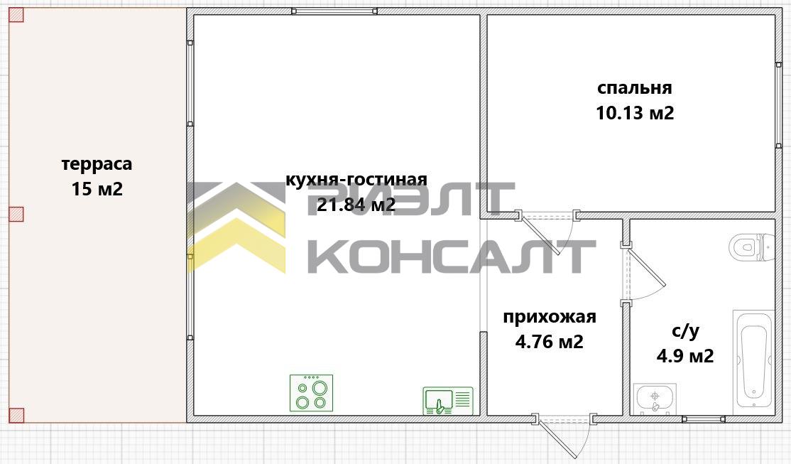 Дом, 56.60м², 6 соток, 1 этаж, 2 комн., стены: Сэндвич-панели миниатюра 2
