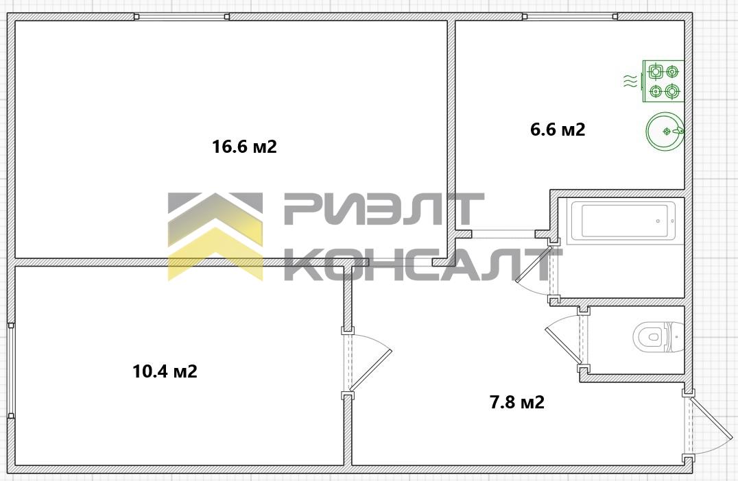 2-комн. квартира, Вторичка, 45.80м², 2/2 этаж миниатюра 13