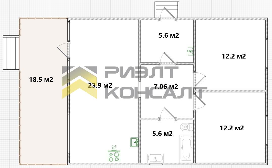 Дом, 80м², 5.50 соток, 1 этаж, 3 комн., стены: Сэндвич-панели миниатюра 13