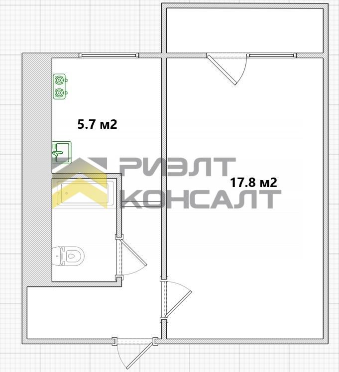 1-комн. квартира, Вторичка, 30м², 3/5 этаж миниатюра 14