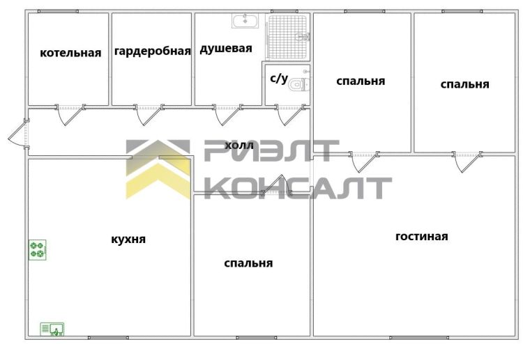 Дом, 144.20м², 12 соток, 1 этаж, 4 комн., стены: Газоблоки миниатюра 19