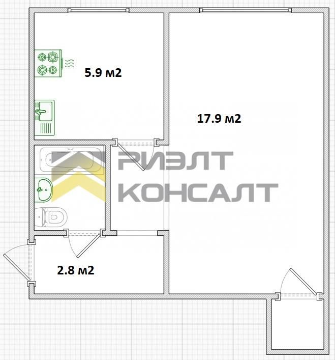 1-комн. квартира, Вторичка, 30.60м², 1/5 этаж миниатюра 36