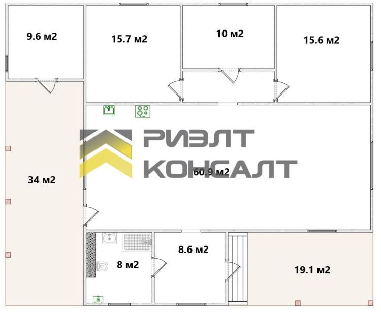 Дом, 202.40м², 16 соток, 1 этаж, 4 комн., стены: Газоблоки миниатюра 40