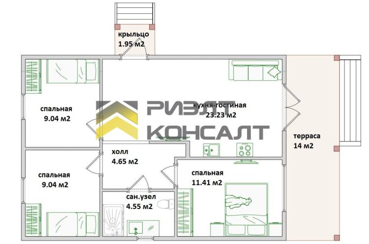 Дом, 82м², 7.50 соток, 1 этаж, 3 комн., стены: Брус миниатюра 7