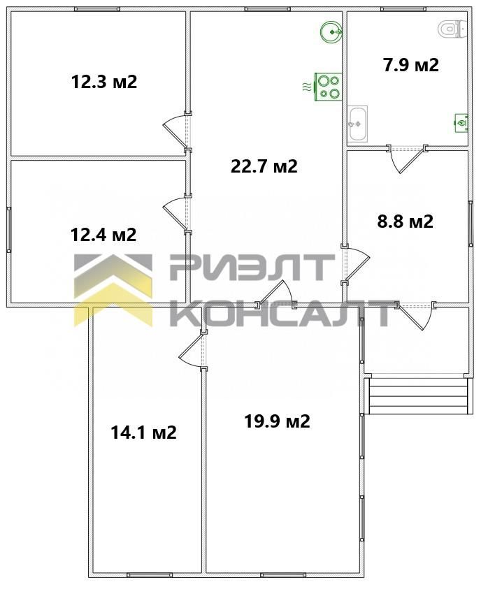 Дом, 98.10м², 6.50 соток, 1 этаж, 4 комн., стены: Брус миниатюра 36