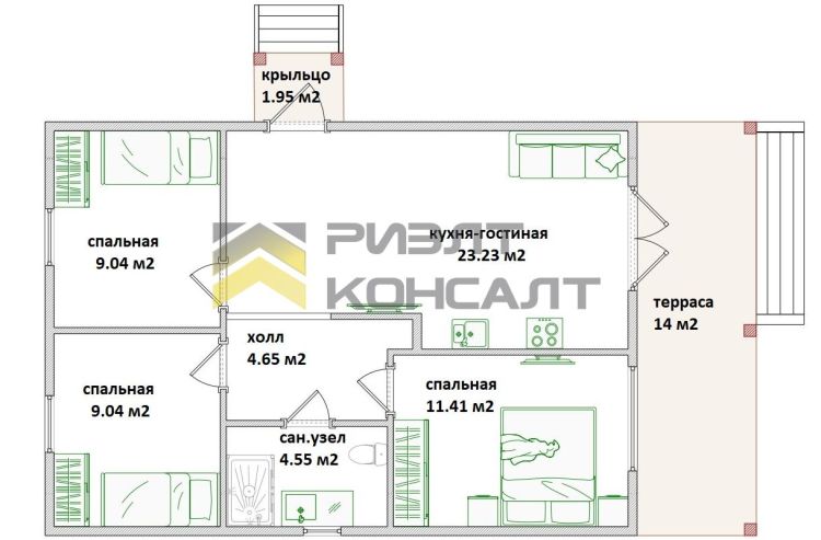 Дом, 85м², 6 соток, 1 этаж, 3 комн., стены: Сэндвич-панели миниатюра 15