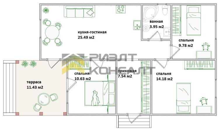 Дом, 84м², 10 соток, 1 этаж, 3 комн., стены: Сэндвич-панели миниатюра 7