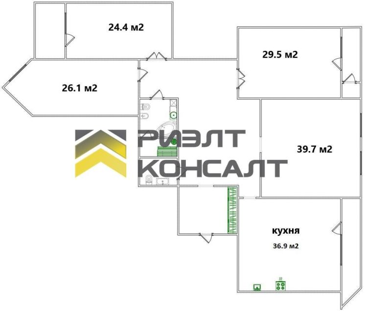 4-комн. квартира, Вторичка, 244.50м², 7/10 этаж миниатюра 40