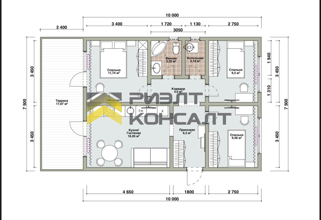 Дом, 80м², 5 соток, 1 этаж, 3 комн., стены: Сэндвич-панели миниатюра 32