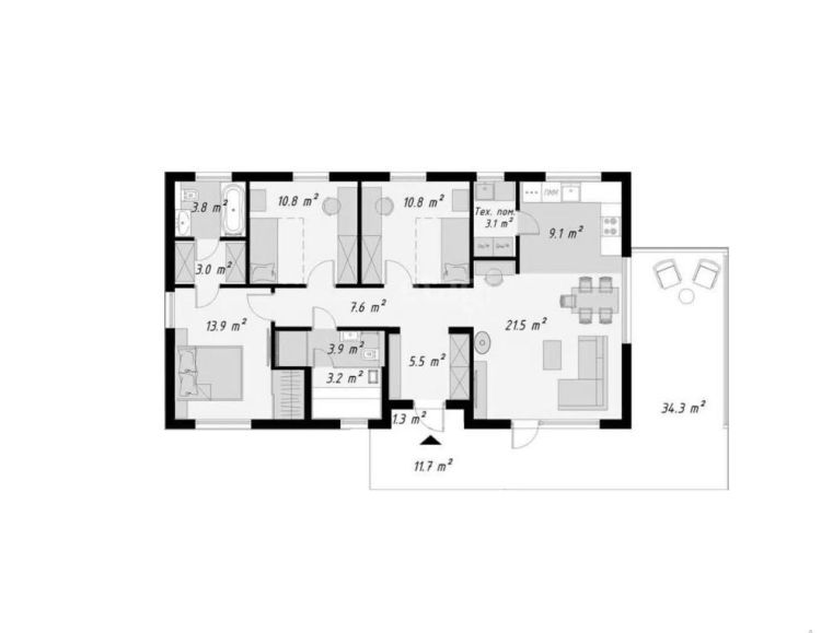 Дом, 118м², 6.50 соток, 1 этаж, 3 комн., стены: Газоблоки миниатюра 6