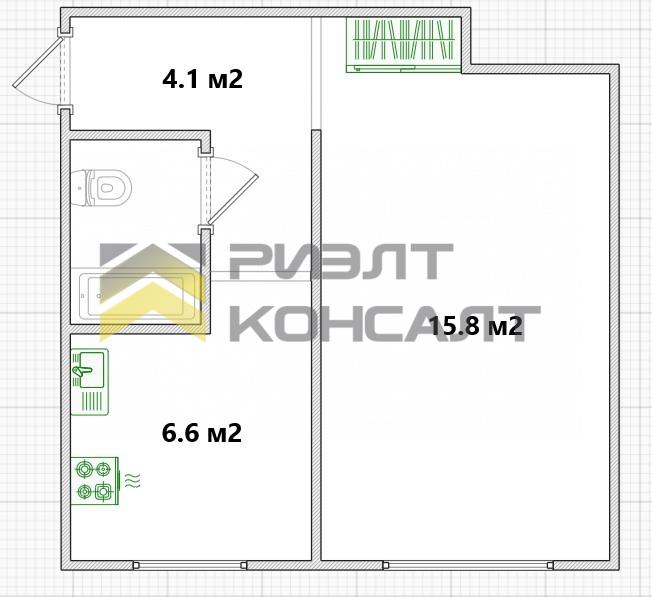 1-комн. квартира, Вторичка, 30.20м², 4/5 этаж миниатюра 23