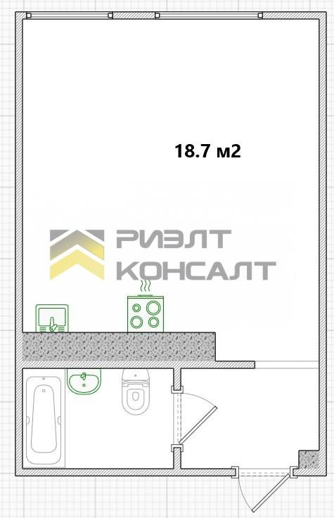 Студия, Вторичка, 25.20м², 8/9 этаж миниатюра 14