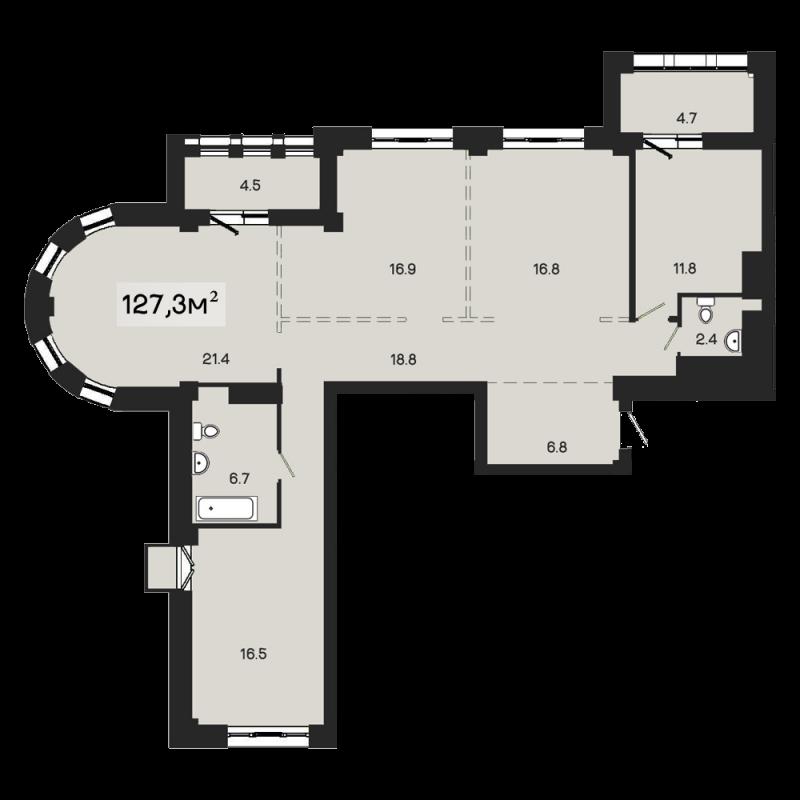 4-комн. квартира, Новостройка, 119.30м², 8/19 этаж