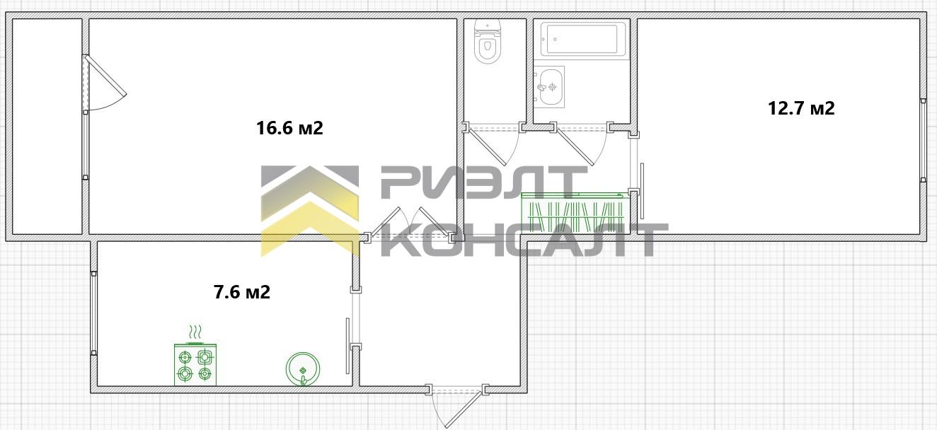 2-комн. квартира, Вторичка, 52м², 1/5 этаж миниатюра 37