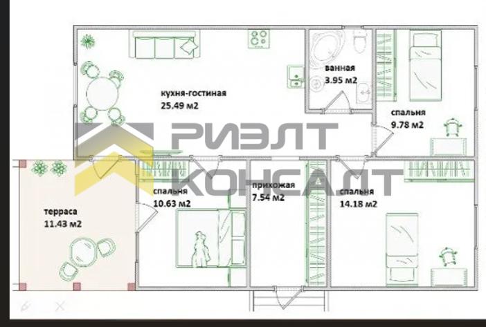 Дом, 84м², 10 соток, 1 этаж, 4 комн., стены: Сэндвич-панели миниатюра 16