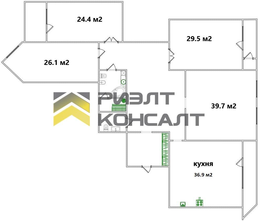 4-комн. квартира, Вторичка, 244.50м², 7/10 этаж миниатюра 39