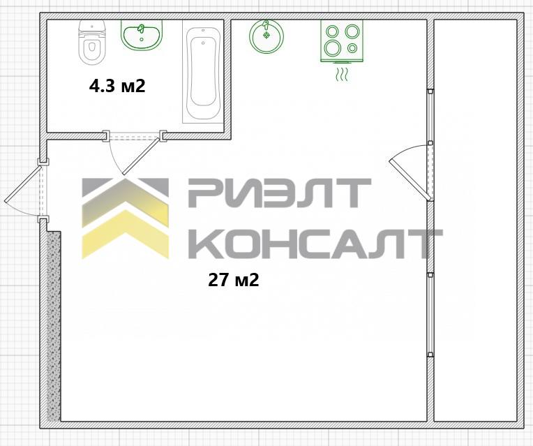 Студия, Вторичка, 38м², 5/15 этаж миниатюра 13