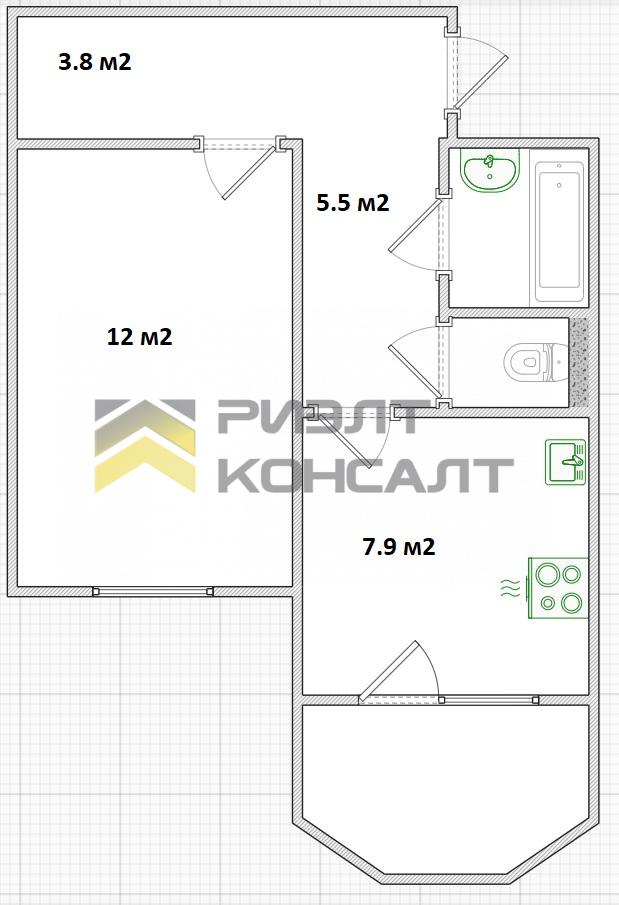 1-комн. квартира, Вторичка, 33.20м², 4/7 этаж миниатюра 5