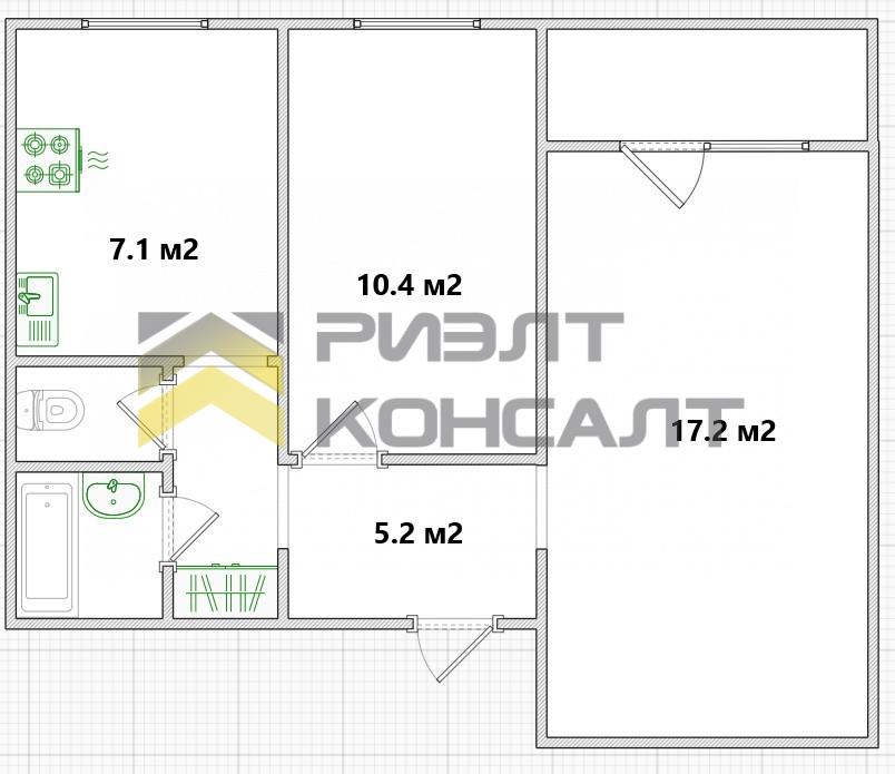 2-комн. квартира, Вторичка, 45.40м², 1/9 этаж миниатюра 21