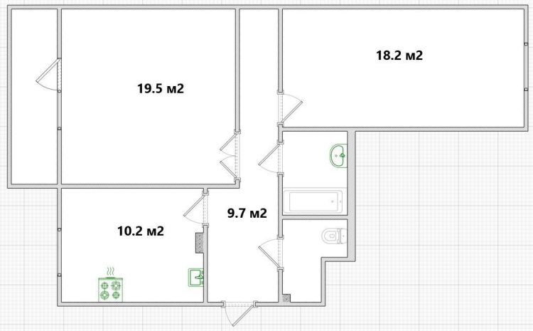 2-комн. квартира, Вторичка, 63.30м², 1/10 этаж миниатюра 11