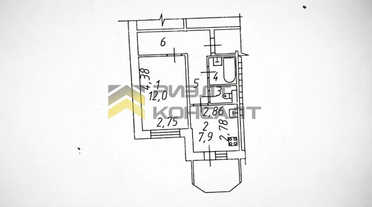 2-комн. квартира, Вторичка, 51.90м², 4/5 этаж миниатюра 6