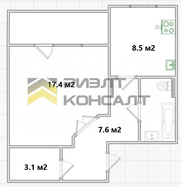 1-комн. квартира, Вторичка, 40.50м², 2/10 этаж миниатюра 17