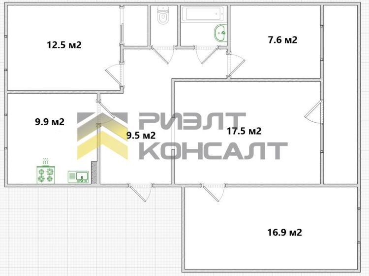 4-комн. квартира, Вторичка, 78.60м², 3/3 этаж миниатюра 34