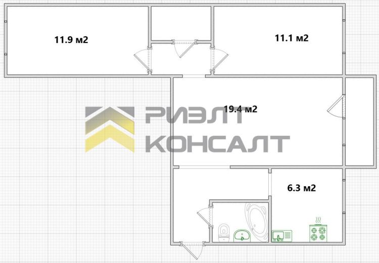 3-комн. квартира, Вторичка, 58м², 4/5 этаж миниатюра 23