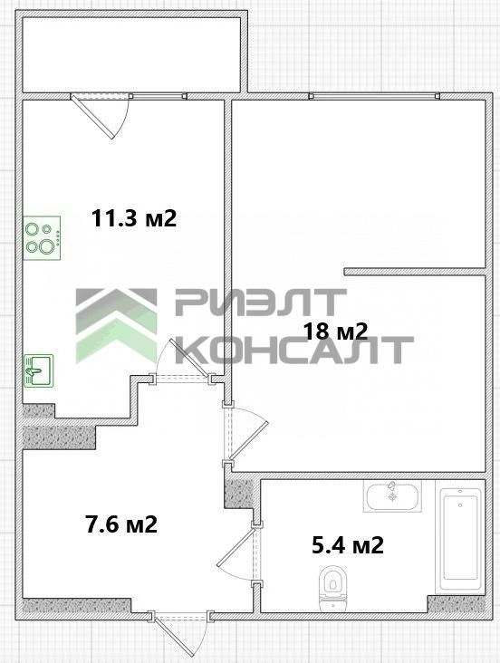 1-комн. квартира, Вторичка, 42.30м², 3/9 этаж миниатюра 14