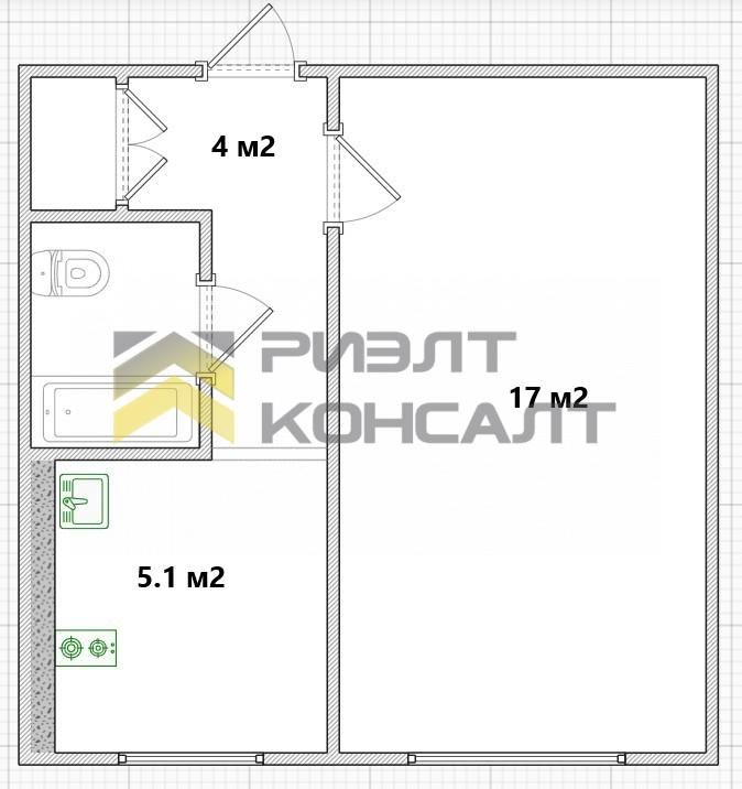 1-комн. квартира, Вторичка, 29.70м², 8/9 этаж миниатюра 20