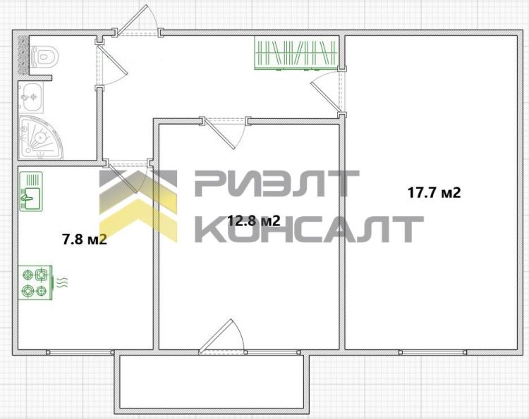 2-комн. квартира, Вторичка, 47.50м², 5/9 этаж миниатюра 40