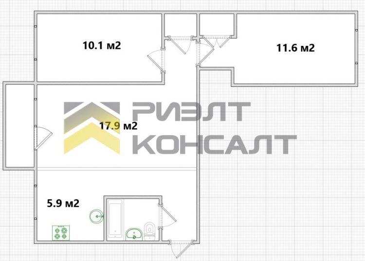 3-комн. квартира, Вторичка, 54.60м², 2/5 этаж миниатюра 37