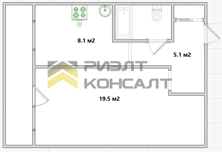 1-комн. квартира, Вторичка, 36.30м², 2/2 этаж миниатюра 9