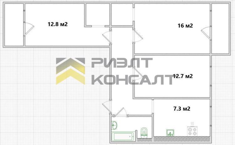 3-комн. квартира, Вторичка, 61м², 6/9 этаж миниатюра 27