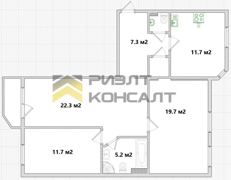 3-комн. квартира, Вторичка, 80.50м², 7/10 этаж миниатюра 40