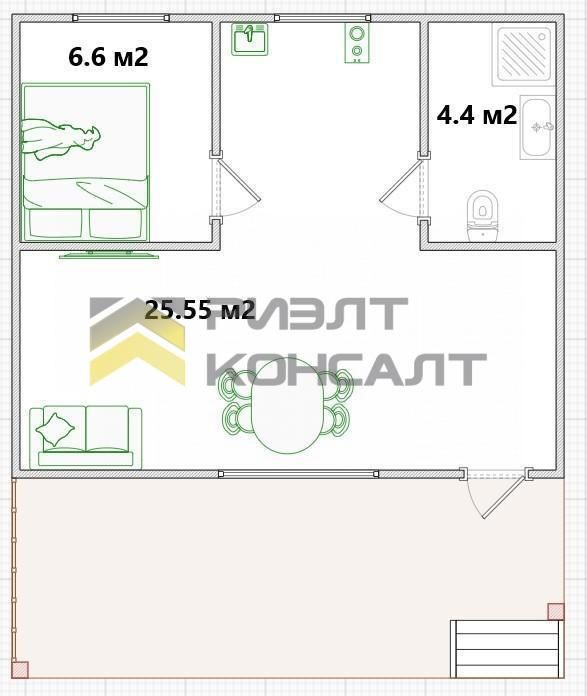 Дом, 59м², 8 соток, 1 этаж, 3 комн., стены: Сэндвич-панели миниатюра 16