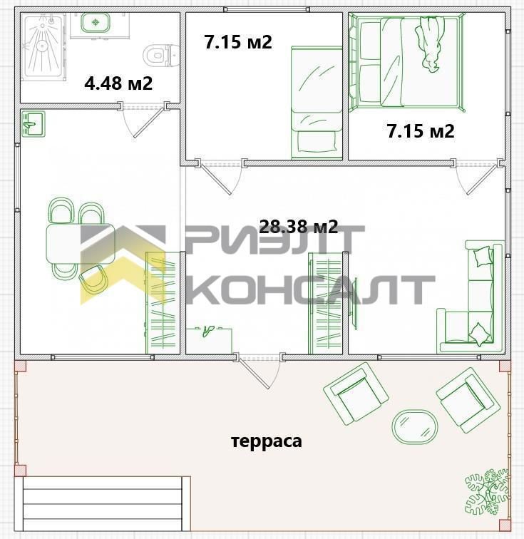 Дом, 72м², 10 соток, 1 этаж, 3 комн., стены: Сэндвич-панели миниатюра 14