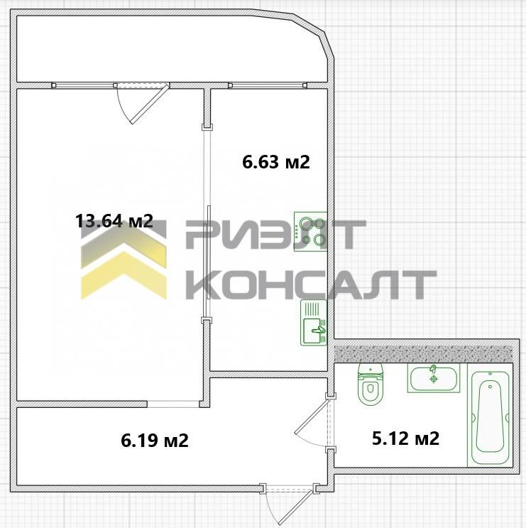 1-комн. квартира, Вторичка, 33м², 1/13 этаж миниатюра 18